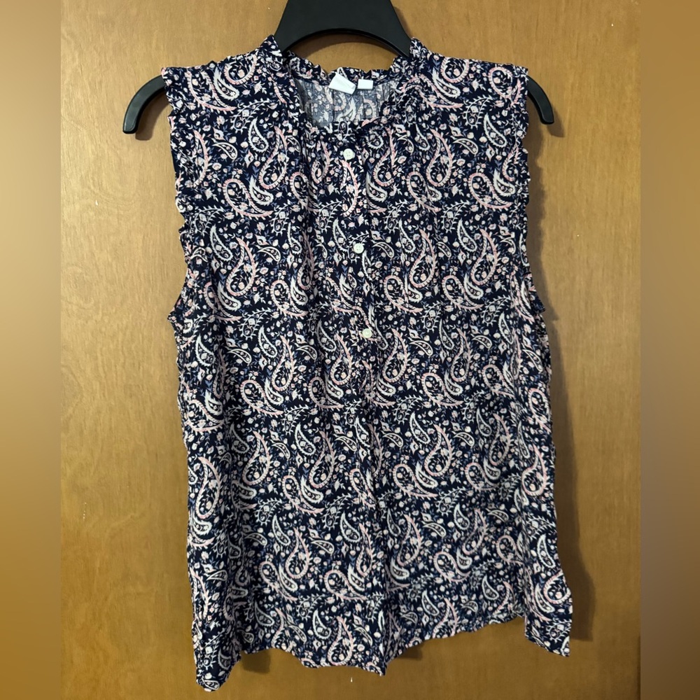 Gap Paisley Sleeveless Top - Navy and Pink size L